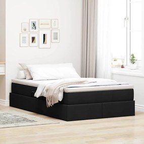 vidaXL Cama com arrumação e colchão Preto 120 x 200 cm Poliéster