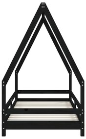 Estrutura de cama infantil 90x200 cm pinho maciço preto