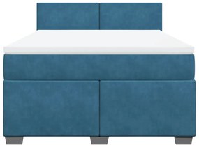 Cama com molas/colchão 160x200 cm veludo azul