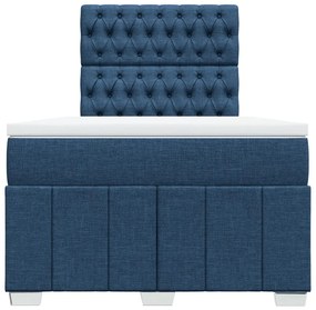 Cama boxspring com colchão 120x190 cm tecido azul