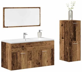 vidaXL 3 pcs conj. móveis casa banho derivados madeira madeira velha