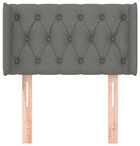 Cabeceira de cama c/ abas tecido 83x16x78/88 cm cinzento-escuro
