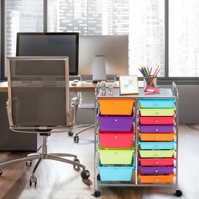 Carrinho multiusos com gavetas amovíveis e rodas com fecho Organizador de acessórios 63 x 37 x 87cm Multicolor