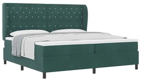 Cama Box com Colchão Verde Escuro 200 x 200 cm em Veludo