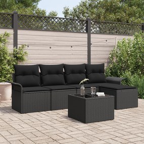 Conjunto de Sofás Jardim vidaXL de 6 peças com Almofadas Bege Rattan P