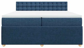 Cama com molas/colchão 200x200 cm tecido azul