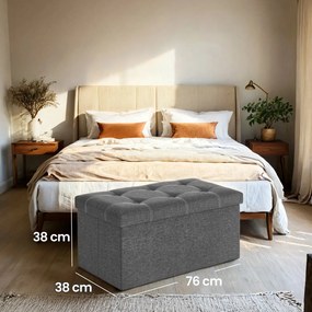 Banco com espaço de arrumação 76 x 38 x 38 cm cinza escuro