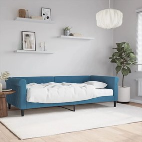 Sofá-cama com colchão 90x200 cm veludo azul