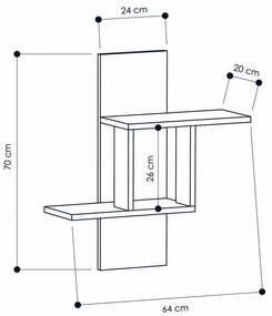 Prateleira de Parede Mill – Carvalho Sonoma – 64x70x20 cm