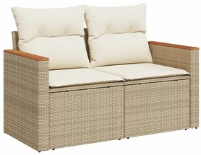 9 pcs conjunto de sofás p/ jardim com almofadões vime PE bege