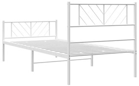 Estrutura de cama com cabeceira e pés 100x190 cm metal branco