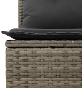 4 pcs conjunto lounge de jardim c/ almofadões vime PE cinzento