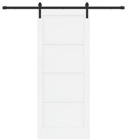 Porta Deslizante com Conjunto de Ferragens Branca 86x211 cm Madeira Só