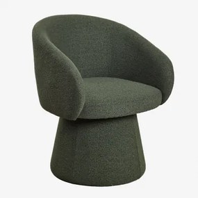 Cadeira Giratória Estofada Flavian Bouclé Verde Exército - Sklum
