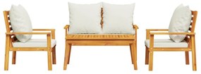 4 pcs conjunto lounge de jardim com almofadões acácia maciça