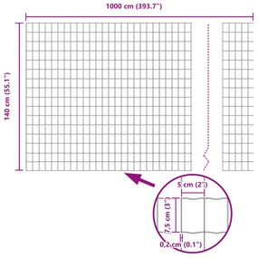Cerca Euro com 5 Postes em U Verde 1.4x10 m Aço