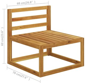 5 pcs conj. lounge jardim c/ almofadões madeira acácia maciça