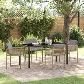vidaXL Conjunto de Jantar de Jardim com 5 Peças e Almofadas em Rattan Sintético Bege
