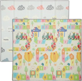 Tapete de brincar para bebé, dobrável e reversível, tapete de espuma espesso, 200 x 180 x 1,5 cm, multicolorido