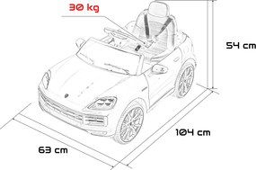 Carro elétrico para Crianças 2 a 5 anos 12V Porsche Cayenne, Rodas de espuma EVA, Controlo Remoto, assento Couro ecológico Preto