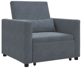 vidaXL Sofá cama single Cinzento escuro 90 x 165 x 87 cm Veludo