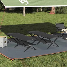vidaXL Cama de Camping Dobrável Manual 2 pcs Preto Tecido Oxford