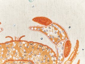 Almofada decorativa com motivo de caranguejo em linho creme 45 x 45 cm SARGASSUM Beliani