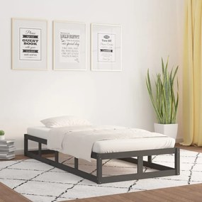 vidaXL Estrutura cama peque solteiro 75x190cm madeira maciça cinzento
