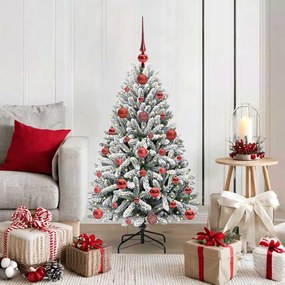 vidaXL Árvore de Natal Artificial Verde e Branco 120 cm PVC e Metal