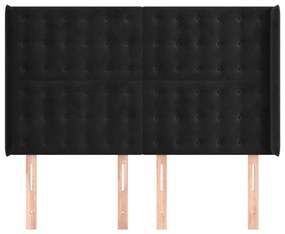 Cabeceira de cama c/ abas veludo 147x16x118/128 cm preto