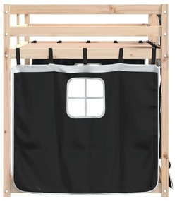 Beliche com cortinas 75x190 cm pinho maciço branco e preto