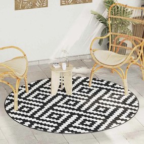 Tapete de exterior Ø200 cm ARAKIL PP branco e preto