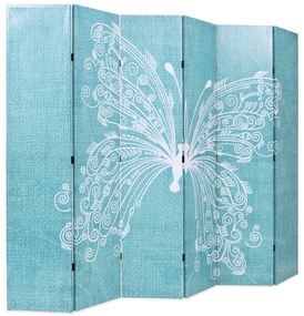 Biombo dobrável com estampa de borboleta azul 228x170 cm