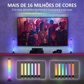Conjunto de 2 Candeeiros de Mesa LED com Controlo Remoto App Bluetooth Sincronização com Música 6x6x32,5 cm Branco