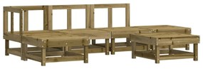 6 pcs conjunto lounge de jardim c/ almofadões pinho impregnado