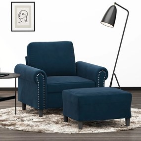 vidaXL Poltrona com apoio de pés 60 cm veludo azul