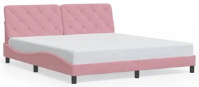 Estrutura de cama c/ luzes LED 180x200 cm veludo rosa