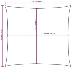 Para-sol estilo vela tecido oxford quadrado 2,5x2,5 m vermelho