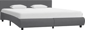 vidaXL Estrutura de cama c/ LED 180x200 cm couro artificial cinzento