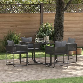 Conjunto de Jantar para Jardim de 6 Peças com Almofadas em Aço e Rattan Sintético