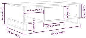 Mesa de centro 104x60x35 cm derivados madeira cinzento sonoma