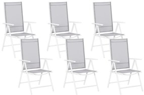 Conjunto de 6 cadeiras de jardim cinzentas em alumínio branco CATANIA Beliani