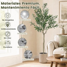 Conjunto de 2 Oliveiras Artificiais Altura: 150, Copa Frondosa (VASO NÃO INCLUIDO), , Verde