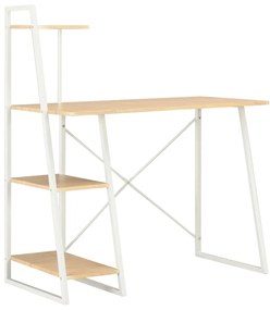 Secretária com Unidade Prateleiras 102x50x117cm Branco Carvalho