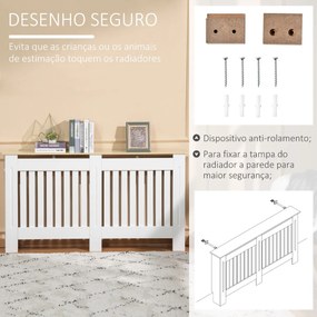 Cobertura Radiador 152x19x83cm Cobertura Radiador de MDF e Melamina com Dispositivo Anti-Rolamento Desenho Moderno para Sala de Estar Dormitório Branc