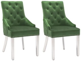 vidaXL Cadeiras de jantar 2 pcs veludo verde-escuro