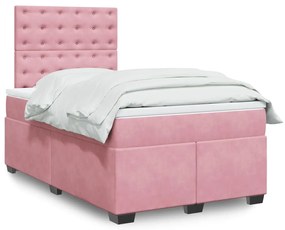 Cama boxspring com colchão 120x200 cm veludo rosa