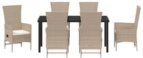 Conjunto de Cadeiras Externas 7 pcs Bege, Branco Creme