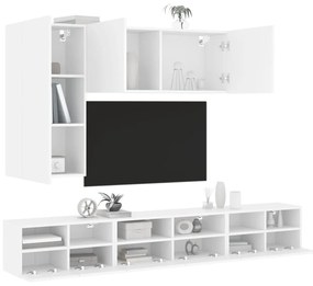 vidaXL 5 pcs móveis de parede p/ TV derivados de madeira branco