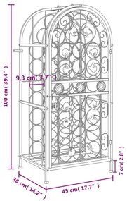 Garrafeira para 33 garrafas 45x36x100 cm ferro forjado preto